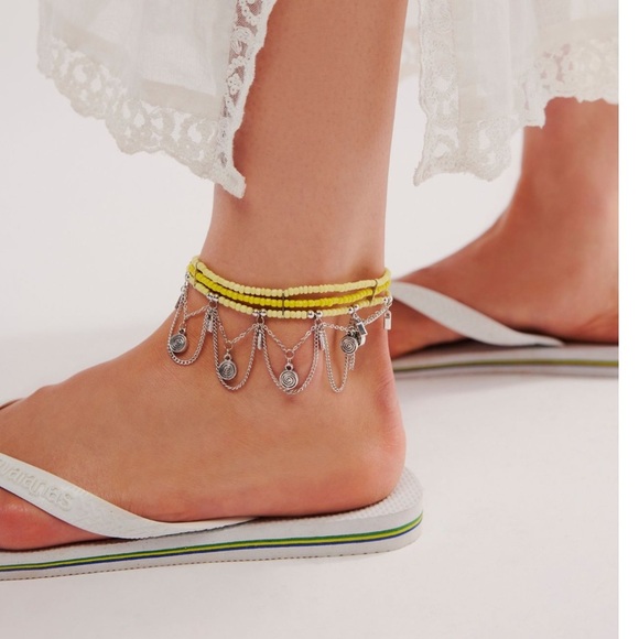 #93 NWT Free People Marley Anklet in Neon Yellow - Picture 1 of 3